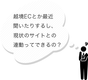 越境ECとか最近聞いたりするし、現状のサイトとの連動ってできるの？